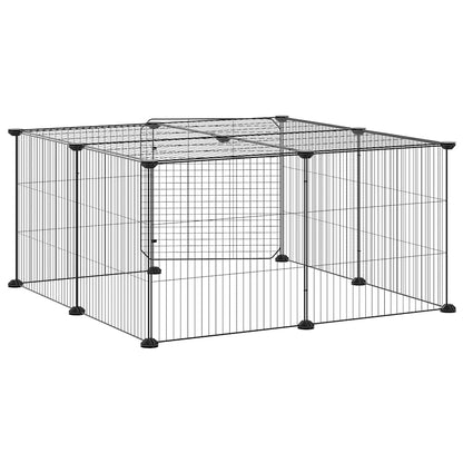vidaXL 12-Panel Pet Cage with Door Black 35x35 cm Steel