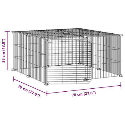 vidaXL 12-Panel Pet Cage with Door Black 35x35 cm Steel