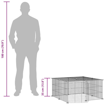 vidaXL 12-Panel Pet Cage with Door Black 35x35 cm Steel