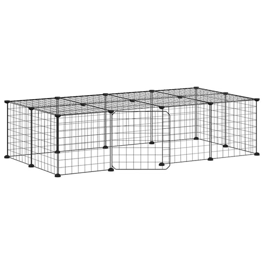 vidaXL 20-Panel Pet Cage with Door Black 35x35 cm Steel