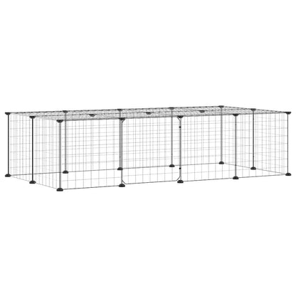 vidaXL 20-Panel Pet Cage with Door Black 140x70x35 cm Steel