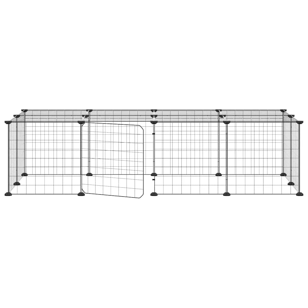 vidaXL 20-Panel Pet Cage with Door Black 140x70x35 cm Steel