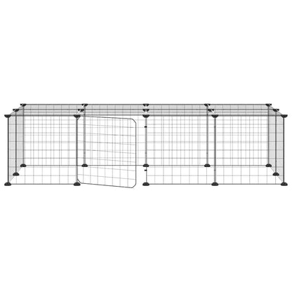 vidaXL 20-Panel Pet Cage with Door Black 140x70x35 cm Steel