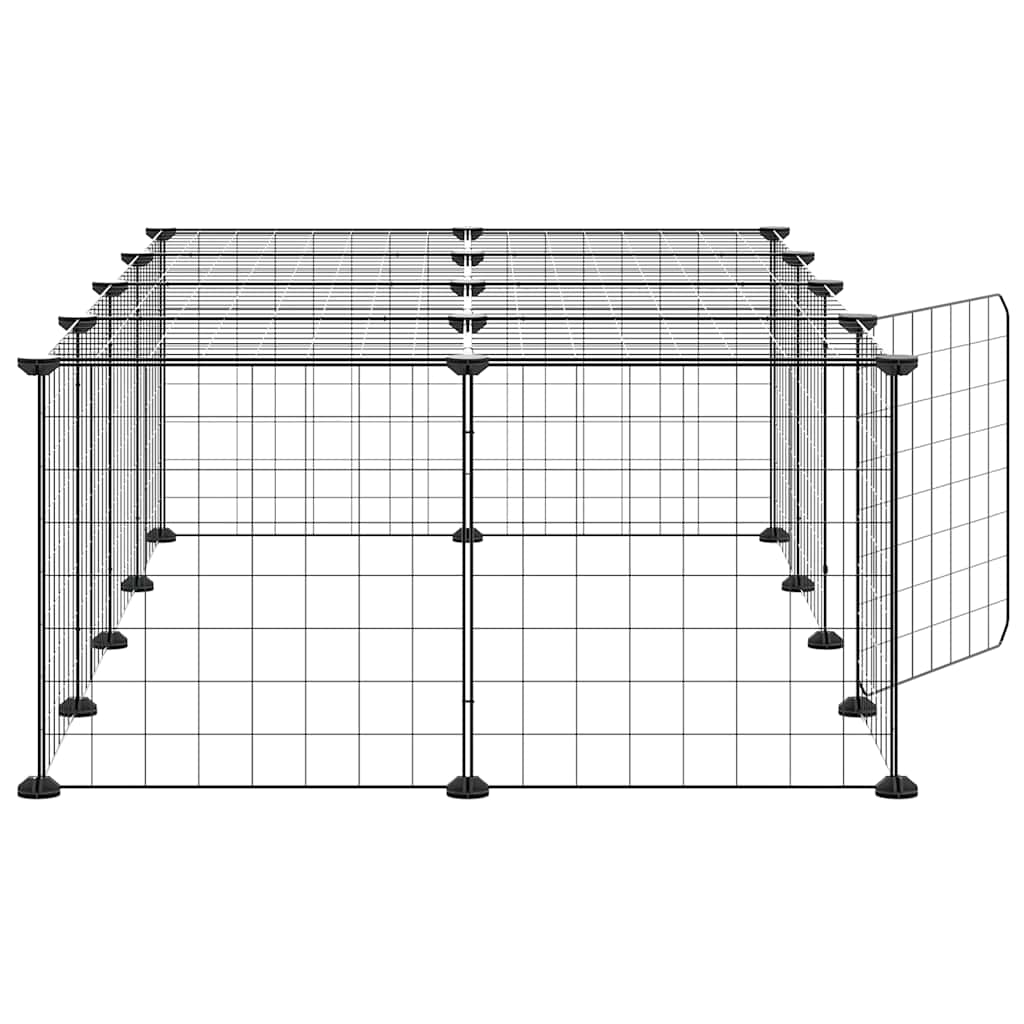 vidaXL Pet Cage | Black | Powder-coated steel | 35 x 35 cm panels |  Modular