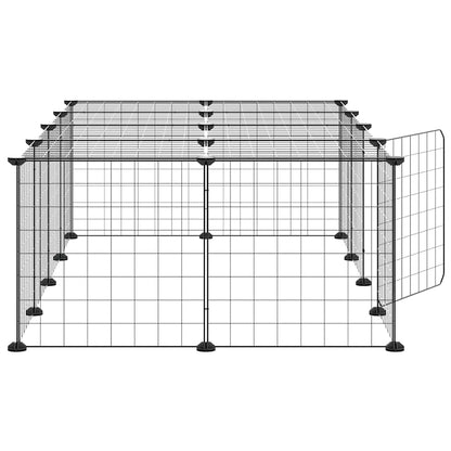 vidaXL Pet Cage | Black | Powder-coated steel | 35 x 35 cm panels |  Modular