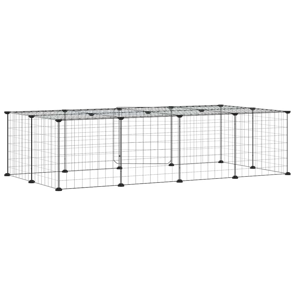 vidaXL Pet Cage | Black | Powder-coated steel | 35 x 35 cm panels |  Modular