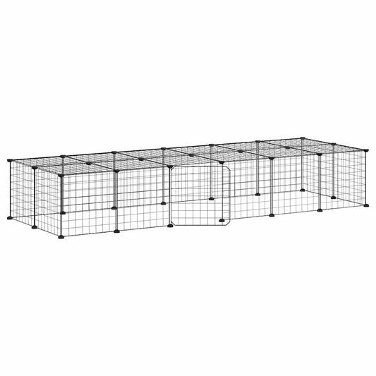 vidaXL 28-Panel Pet Cage with Door Black 35x35 cm Steel