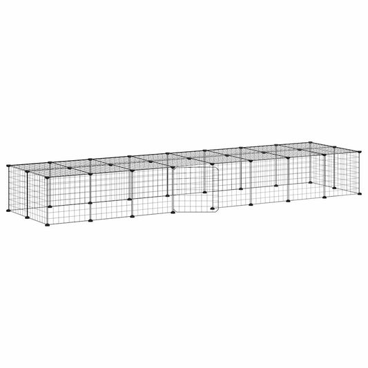 vidaXL 36-Panel Pet Cage with Door Black 35x35 cm Steel