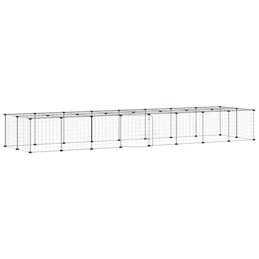 vidaXL 36-Panel Pet Cage with Door Black 280x70x35 cm Steel