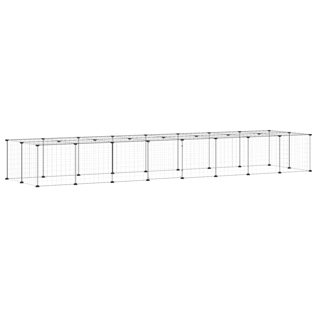 vidaXL 36-Panel Pet Cage with Door Black 280x70x35 cm Steel