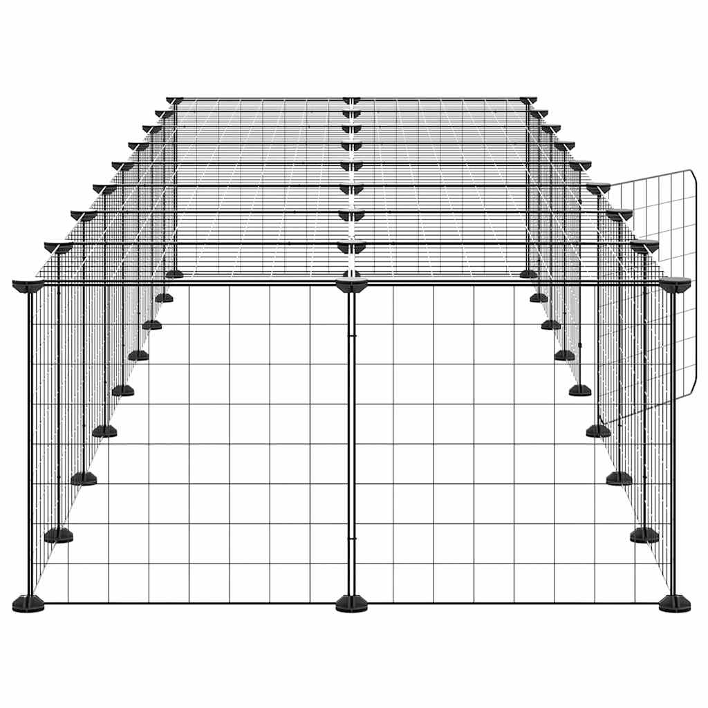 vidaXL 36-Panel Pet Cage with Door Black 280x70x35 cm Steel