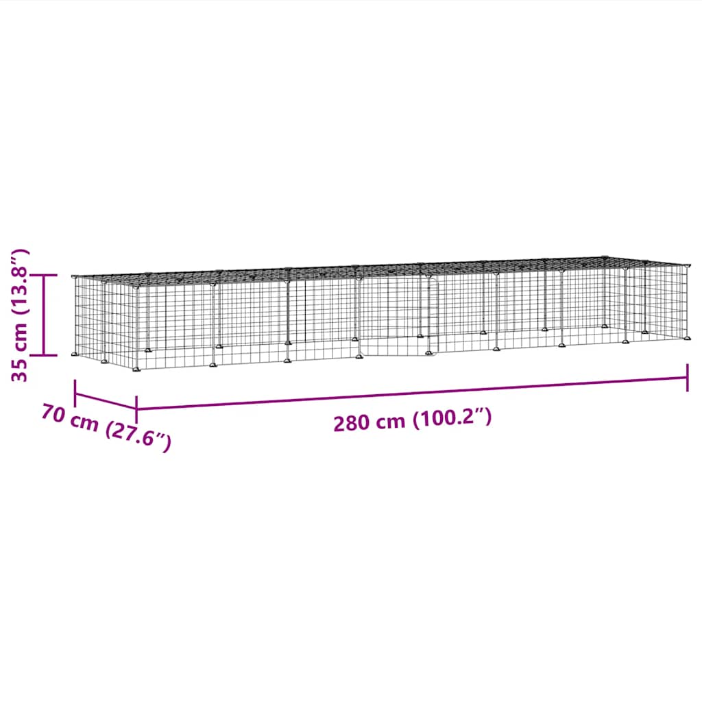 vidaXL Pet Cage | Black | Powder-coated steel | 36-panel | Foldable | Pet Cage