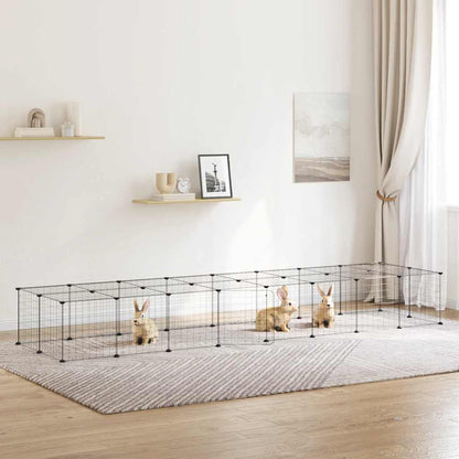 vidaXL 36-Panel Pet Cage with Door Black 280x70x35 cm Steel
