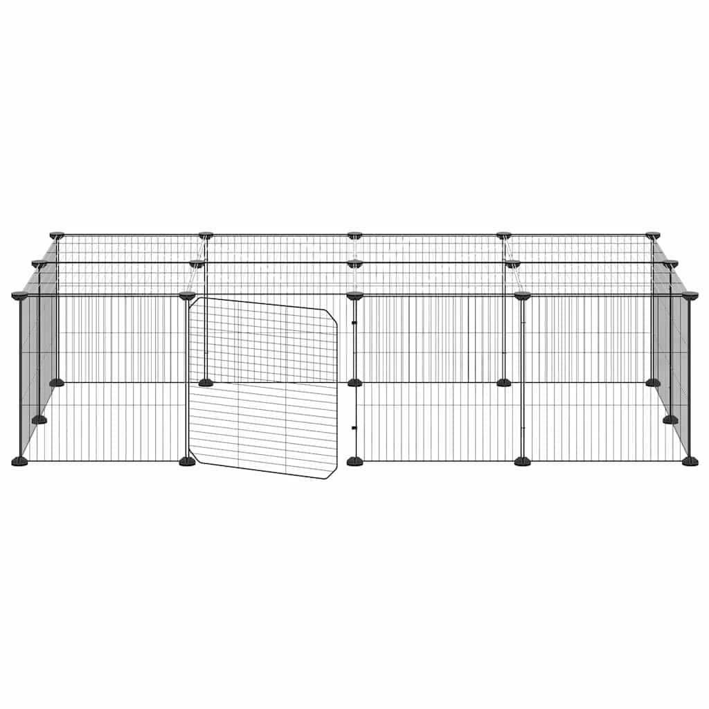 vidaXL 20-Panel Pet Cage with Door Black 140x70x35 cm Steel