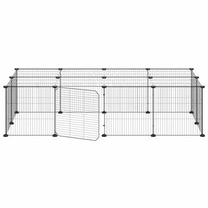 vidaXL 20-Panel Pet Cage with Door Black 140x70x35 cm Steel
