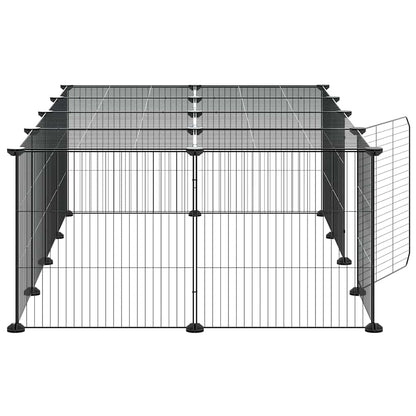 vidaXL 20-Panel Pet Cage with Door Black 140x70x35 cm Steel