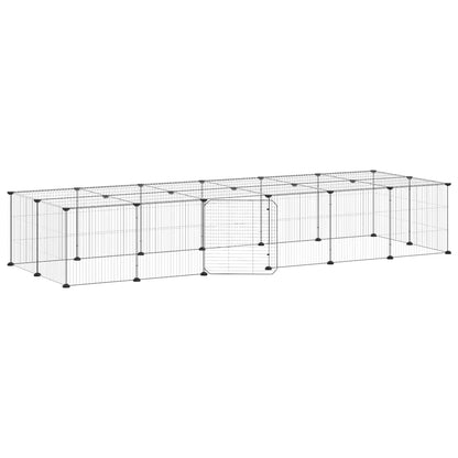 vidaXL 28-Panel Pet Cage with Door Black 210x70x35 cm Steel