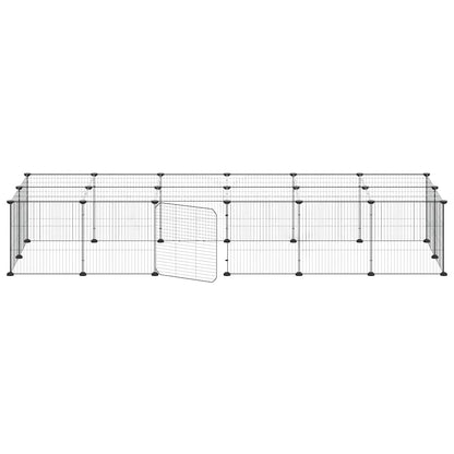 vidaXL 28-Panel Pet Cage with Door Black 210x70x35 cm Steel