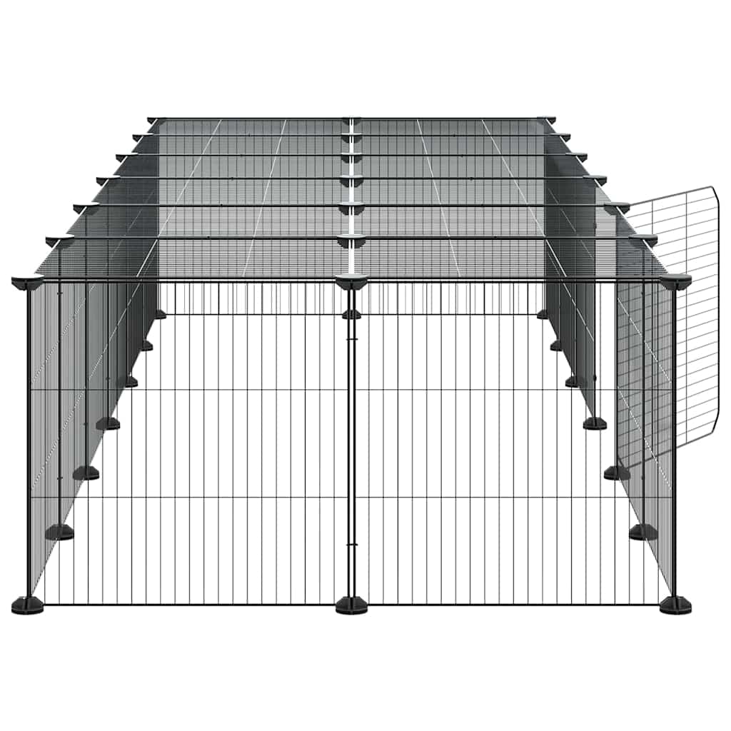vidaXL Pet Cage | Black | Powder-Coated Steel | Medium | Expandable | Pet Cage