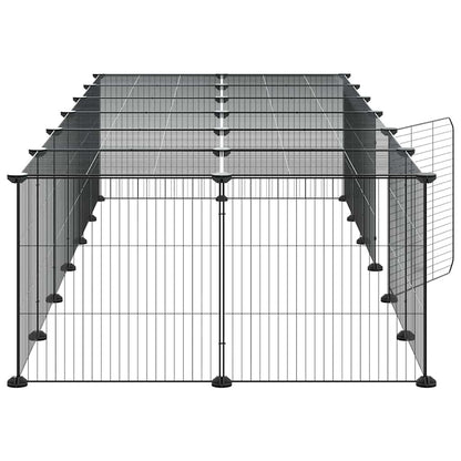 vidaXL Pet Cage | Black | Powder-Coated Steel | Medium | Expandable | Pet Cage