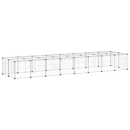 vidaXL 36-Panel Pet Cage with Door Black 280x70x35 cm Steel