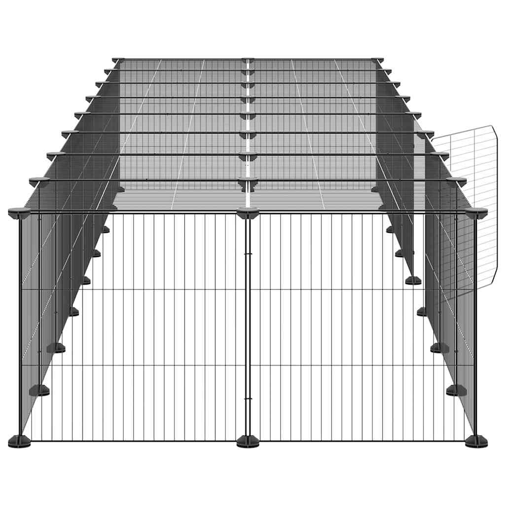 vidaXL 36-Panel Pet Cage with Door Black 280x70x35 cm Steel