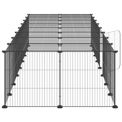 vidaXL 36-Panel Pet Cage with Door Black 280x70x35 cm Steel