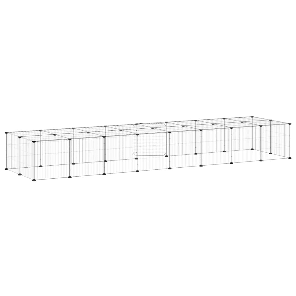 vidaXL 36-Panel Pet Cage with Door Black 35x35 cm Steel