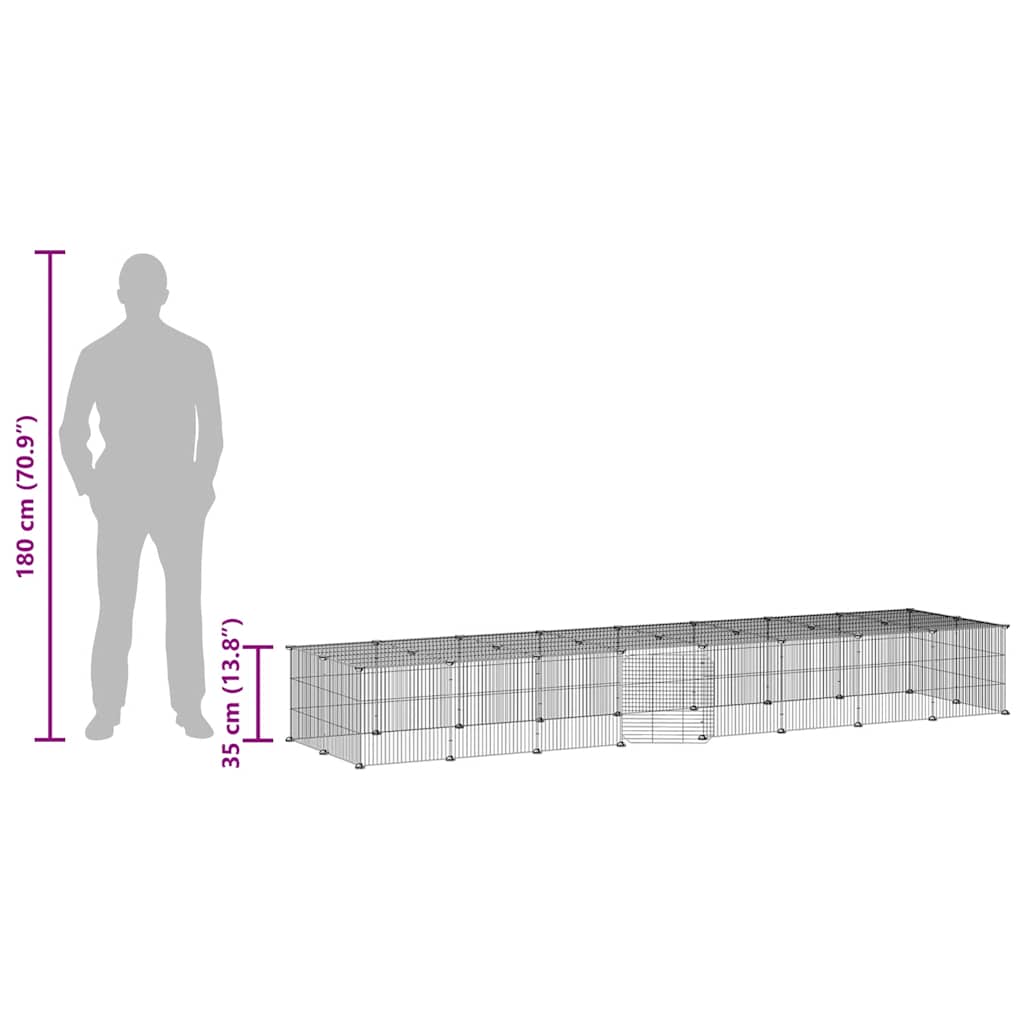vidaXL 36-Panel Pet Cage with Door Black 35x35 cm Steel
