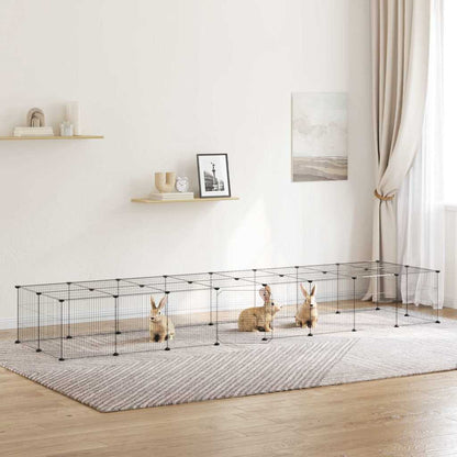 vidaXL 36-Panel Pet Cage with Door Black 280x70x35 cm Steel