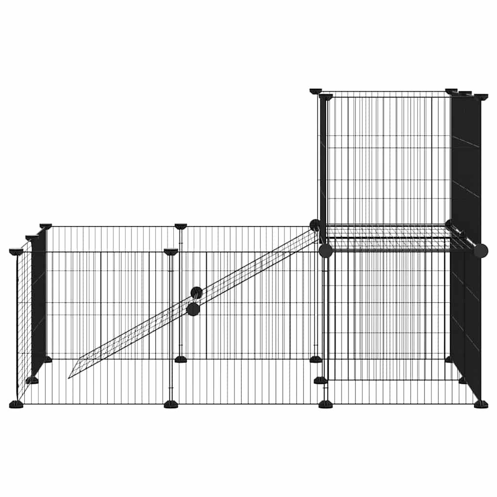 vidaXL 20-Panel Pet Cage with Door Black 105x70x70 cm Steel