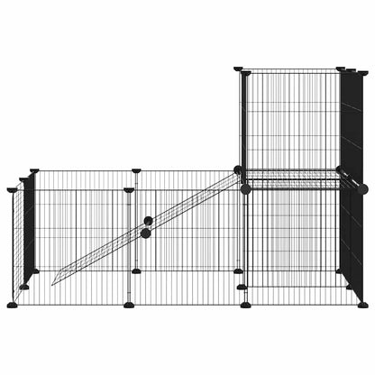 vidaXL 20-Panel Pet Cage with Door Black 105x70x70 cm Steel