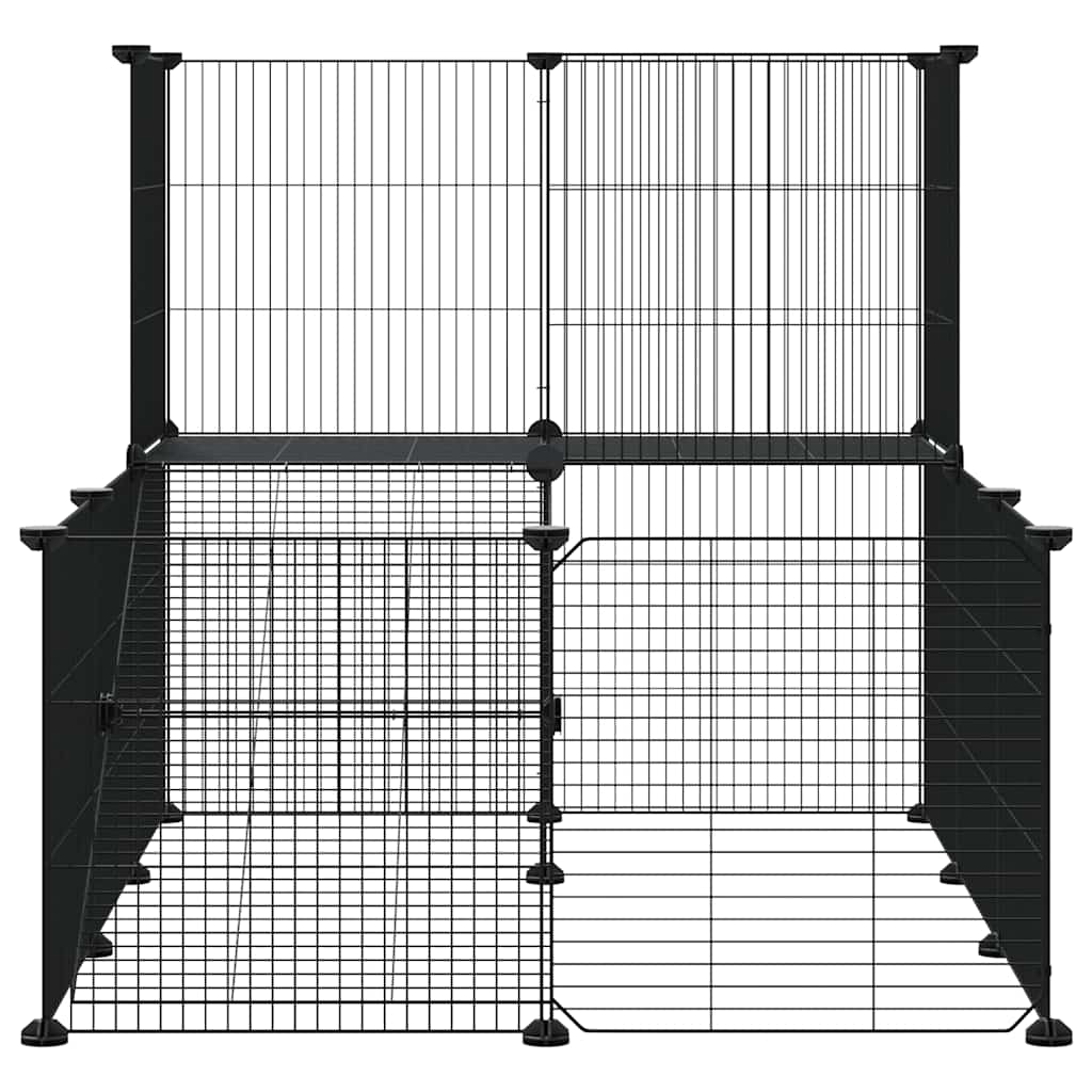 vidaXL Pet Cage | Black | Powder-coated steel | Medium | Expandable | Cage
