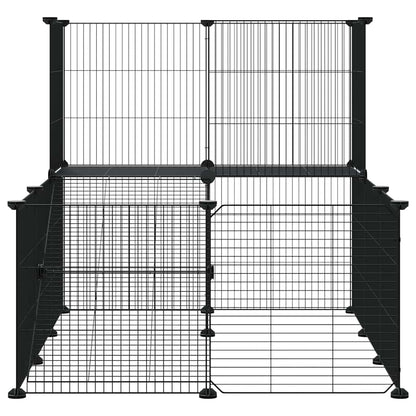 vidaXL 20-Panel Pet Cage with Door Black 105x70x70 cm Steel