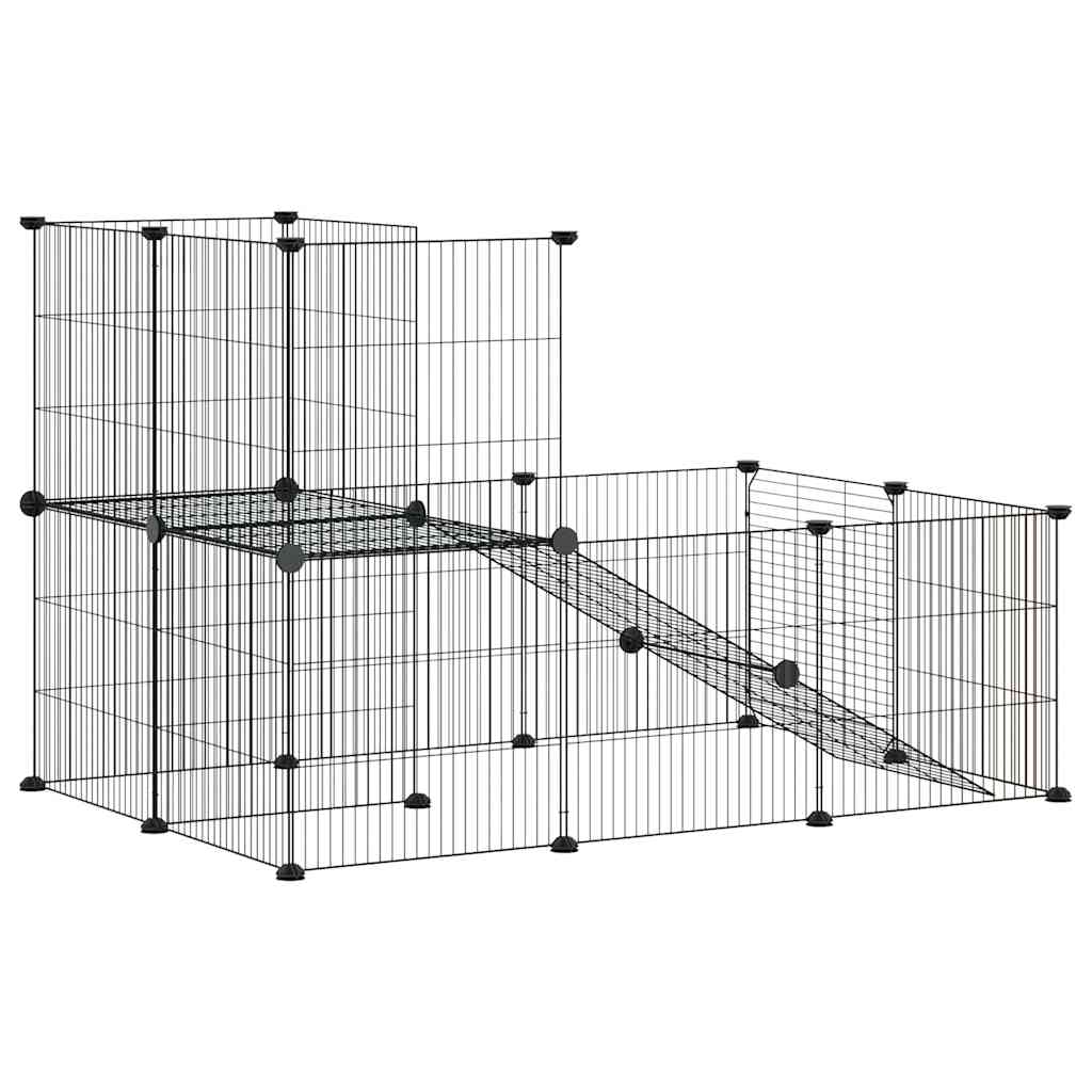 vidaXL Pet Cage | Black | Powder-coated steel | Medium | Expandable | Cage