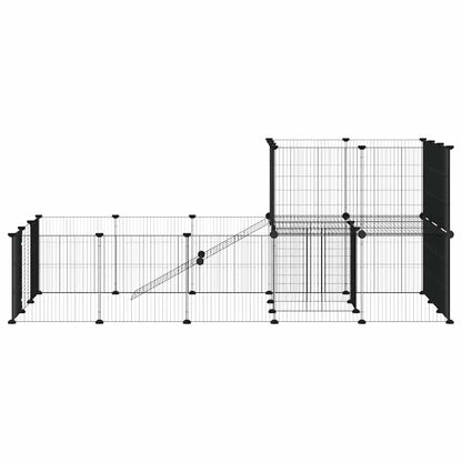 vidaXL 36-Panel Pet Cage with Door Black 175x105x70 cm Steel
