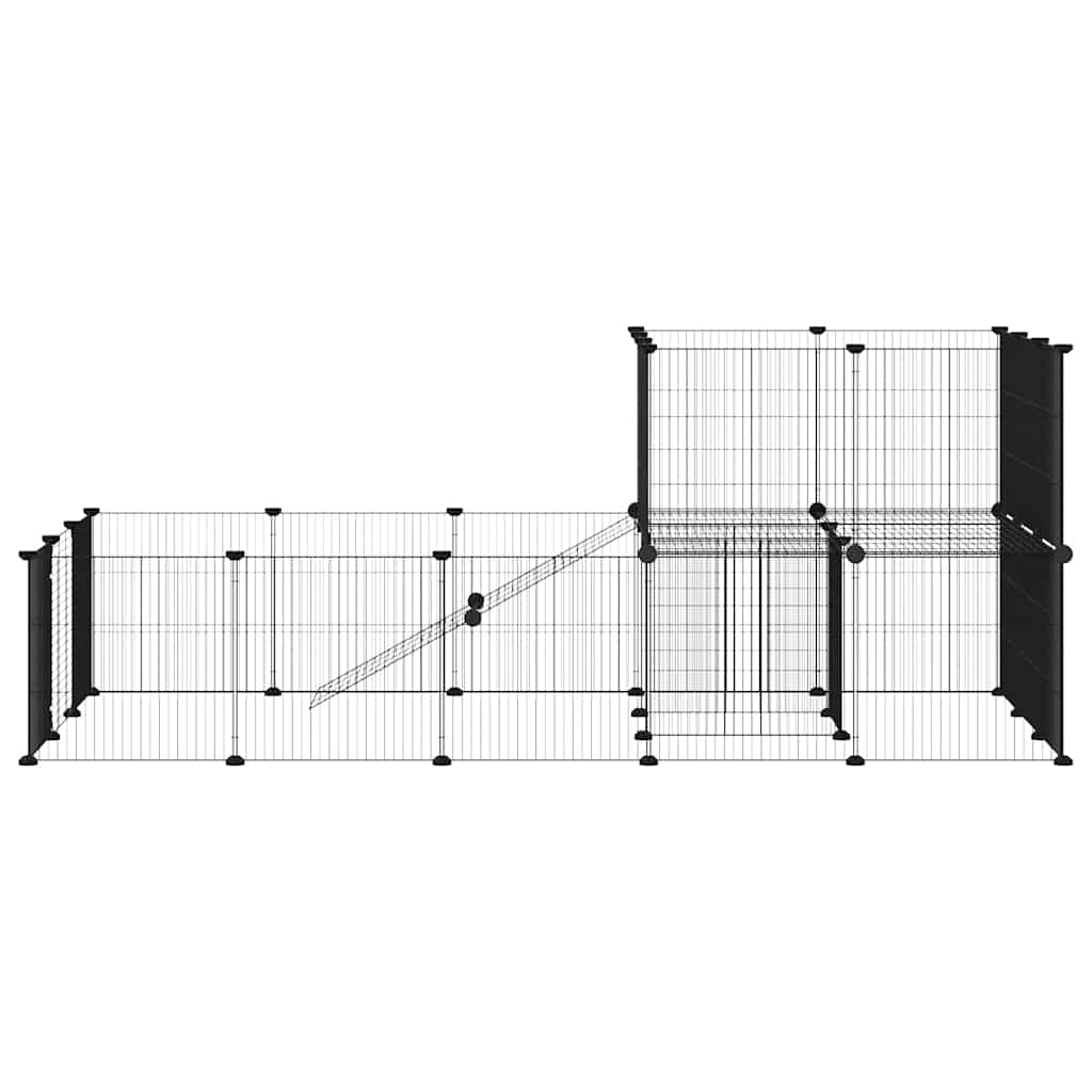 vidaXL 36-Panel Pet Cage with Door Black 175x105x70 cm Steel