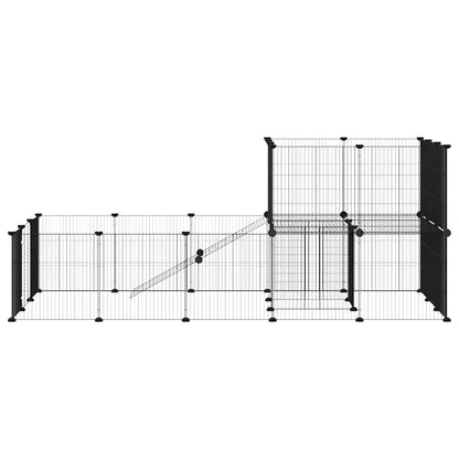 vidaXL 36-Panel Pet Cage with Door Black 175x105x70 cm Steel