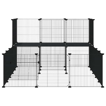 vidaXL Pet Cage | Black | Powder-coated steel | Large | Collapsible | Pet Cage
