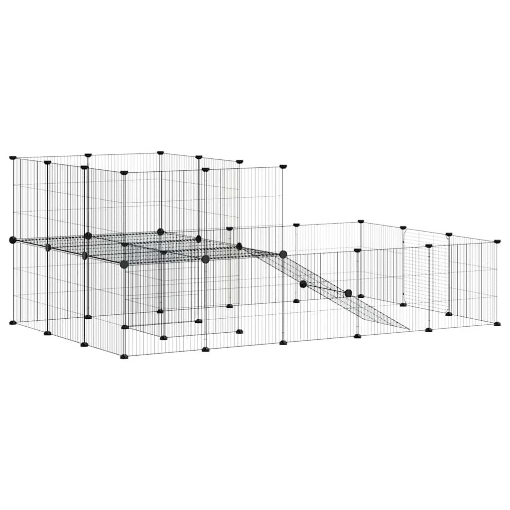 vidaXL Pet Cage | Black | Powder-coated steel | Large | Collapsible | Pet Cage