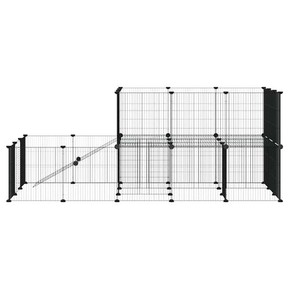 vidaXL 44-Panel Pet Cage with Door Black 175x105x70 cm Steel