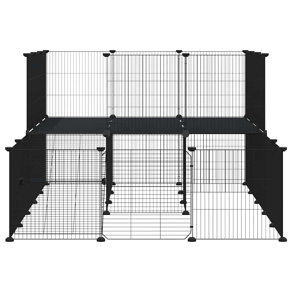 vidaXL Pet Cage | Black | Powder-coated steel | Adjustable up to 35x35 cm panels
