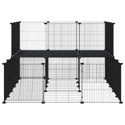 vidaXL Pet Cage | Black | Powder-coated steel | Adjustable up to 35x35 cm panels
