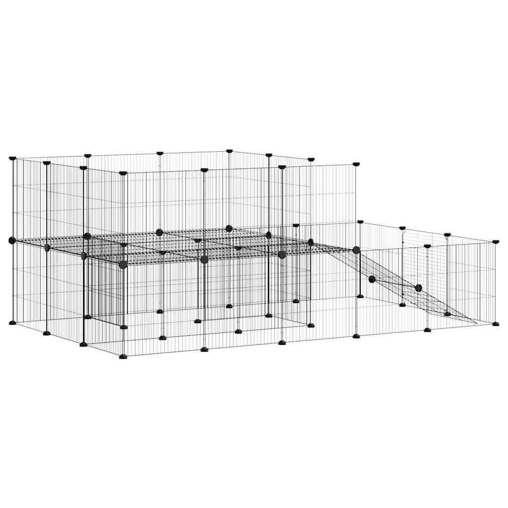 vidaXL Pet Cage | Black | Powder-coated steel | Adjustable up to 35x35 cm panels