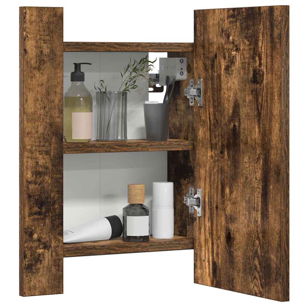 vidaXL LED Bathroom Mirror Cabinet Smoked Oak 40x12x45 cm Engineered Wood