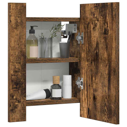 vidaXL LED Bathroom Mirror Cabinet Smoked Oak 40x12x45 cm Engineered Wood