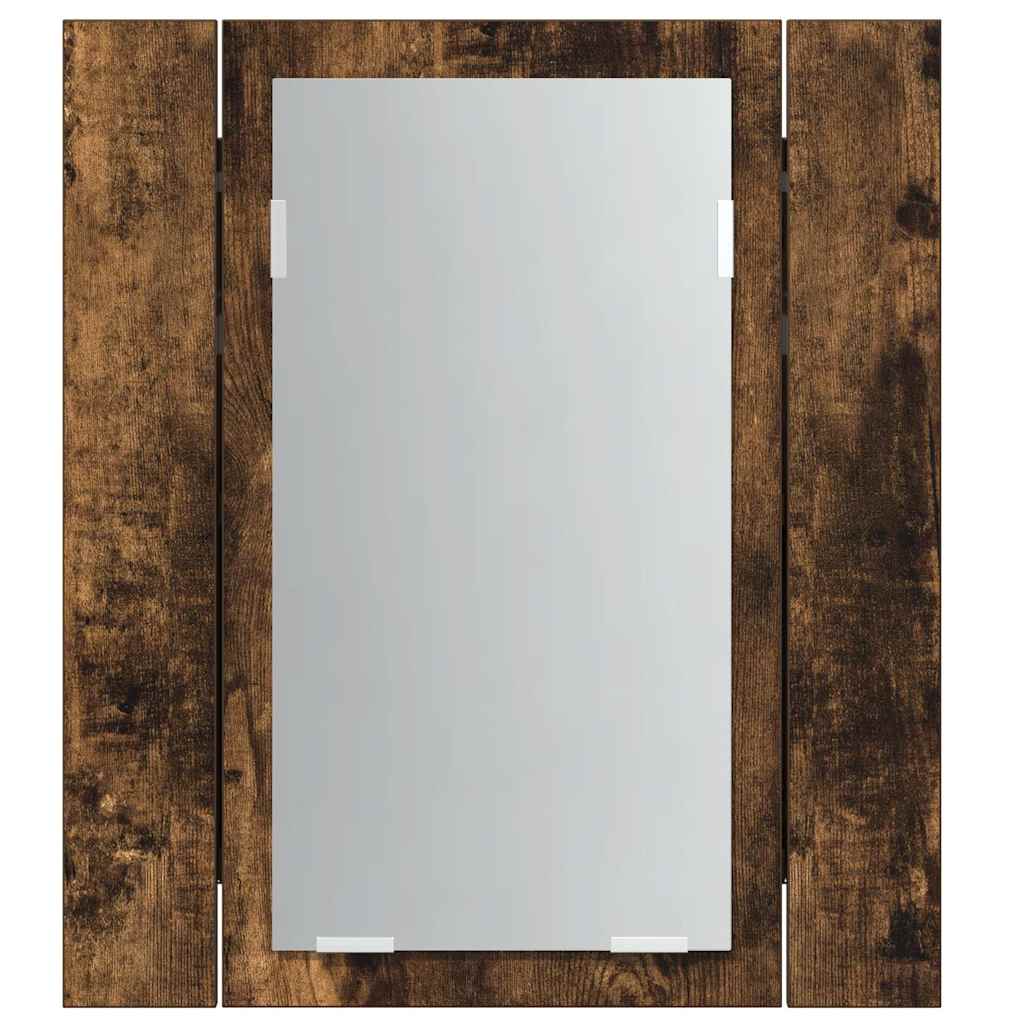 vidaXL LED Bathroom Mirror Cabinet Smoked Oak 40x12x45 cm Engineered Wood