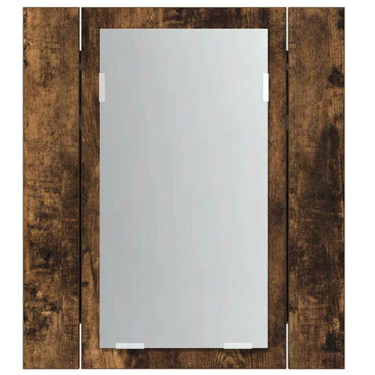 vidaXL LED Bathroom Mirror Cabinet Smoked Oak 40x12x45 cm Engineered Wood