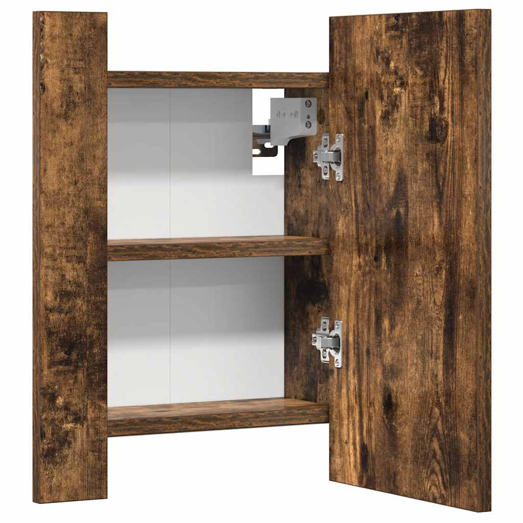 vidaXL LED Bathroom Mirror Cabinet Smoked Oak 40x12x45 cm Engineered Wood
