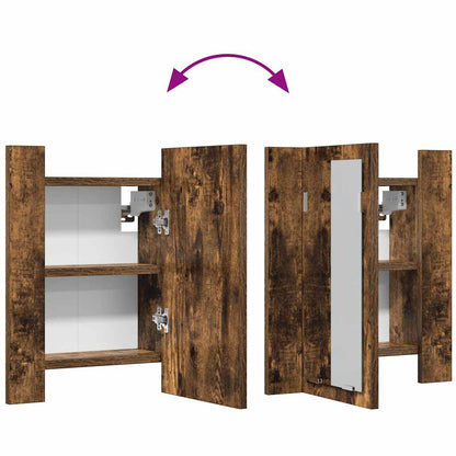 vidaXL LED Bathroom Mirror Cabinet Smoked Oak 40x12x45 cm Engineered Wood